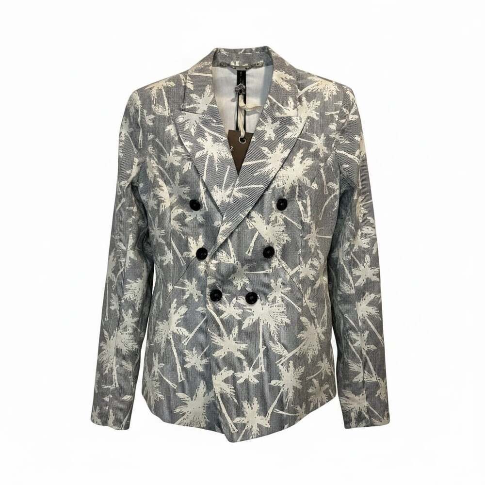 Manila Grace Palm Tree Print Double Breasted Blazer Size 38